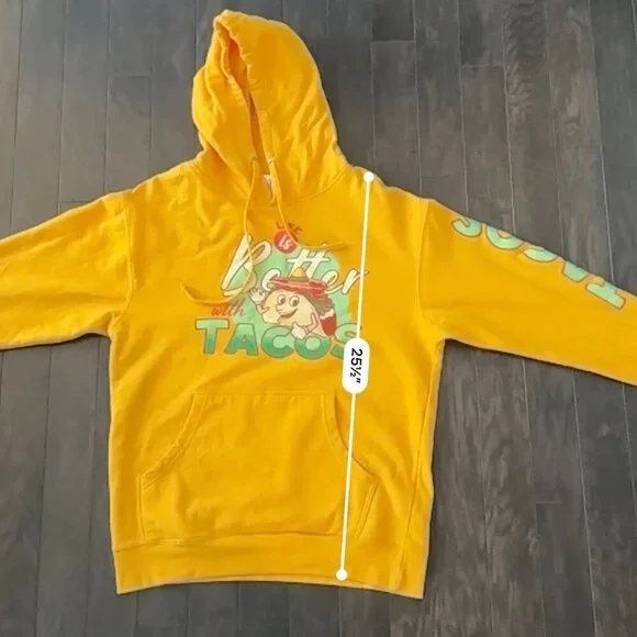 Yellow 'Life is Better with Tacos' Medium Hoodie - Picture 8 of 8